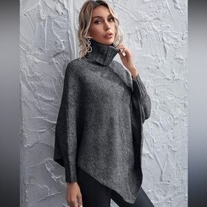 Barefoot Dreams Gray Turtleneck Women's Sweater poncho